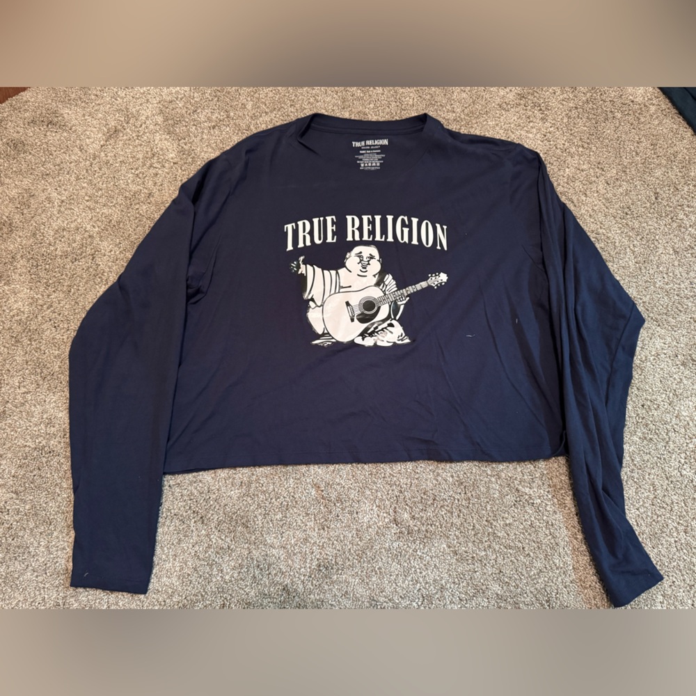 True Religion Dark Blue Long Sleeve Tee with Graphic